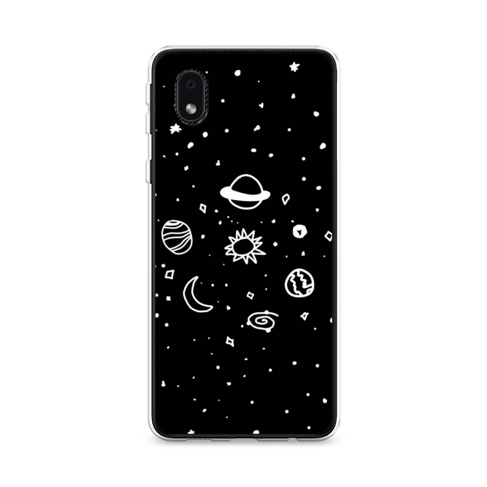

Чехол на Samsung Galaxy A01 Core "Дудл солнечной системы", Бежевый;серый, 2101250-2