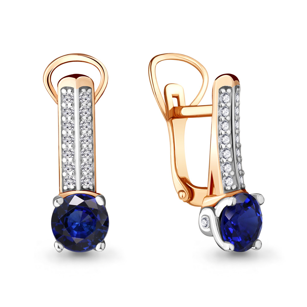 

Серьги из серебра с фианитом\сапфиром искусственным Aquamarine Aquamarine 42903Б_925_з, 42903Б_925_з