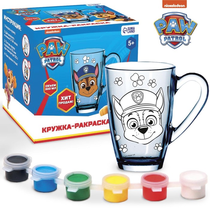 фото Роспись стеклянной кружки "гончик" paw patrol, 300 мл