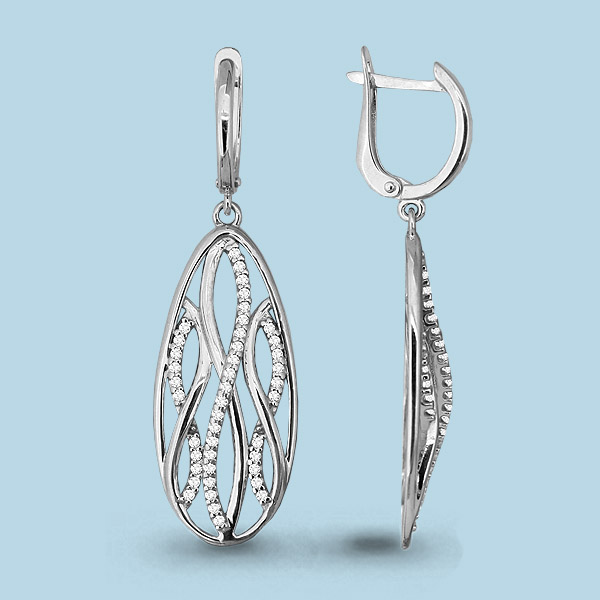 

Серьги из серебра с фианитом Aquamarine Aquamarine 42882А_925_р, 42882А_925_р