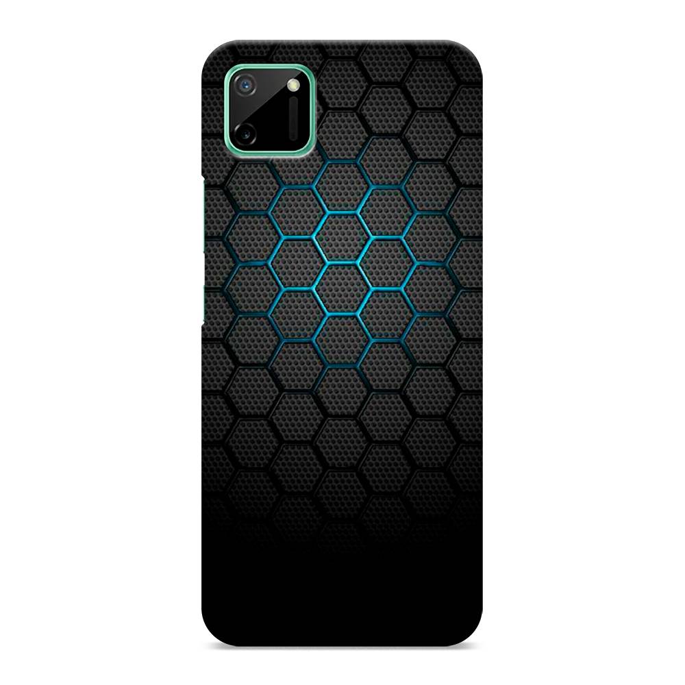 фото Пластиковый чехол "бирюзовые соты" на realme c11 awog