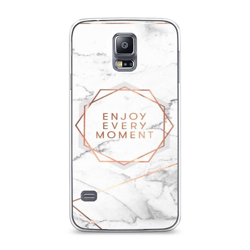 

Чехол Awog на Samsung Galaxy S5 "Enjoy every moment мрамор", Белый;розовый;серый, 24150-7