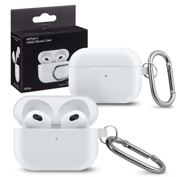 фото Чехол для airpods 3 hang silicon case с карабином white nobrand