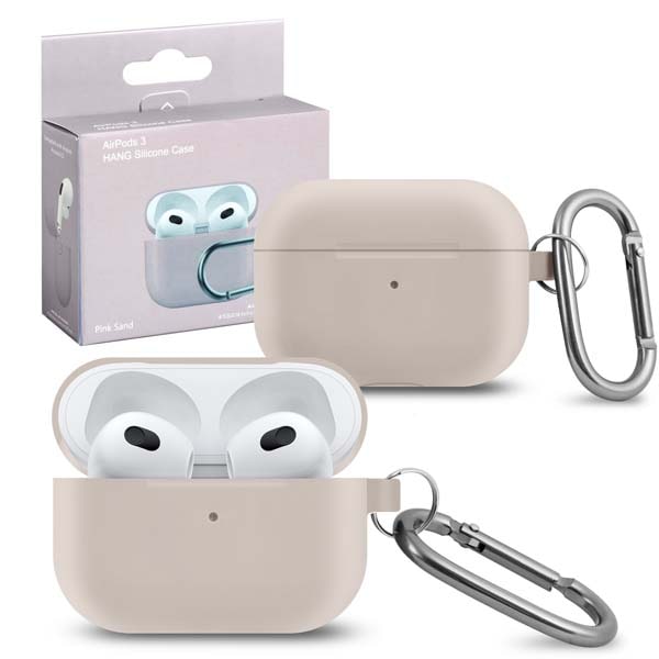 фото Чехол для airpods 3 hang silicon case с карабином pink sand nobrand