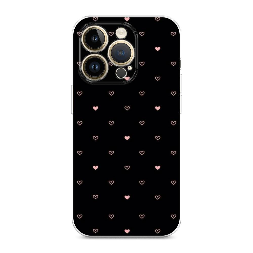 

Чехол Awog на Apple iPhone 14 Pro Max / Айфон 14 Pro Max "Черный фон и сердечки", 15050-3