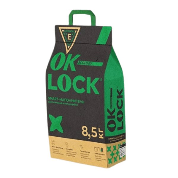 фото Наполнитель ok-lock комкающийся, растительный, 8,5 кг