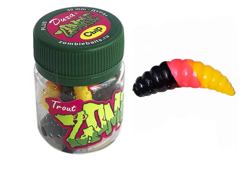 Силиконовая приманка для рыбалки Zombie Dura plus 35 mm, 8шт, запах сыр, Флаг.