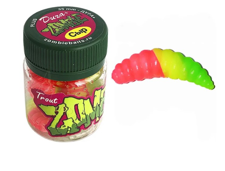 Силиконовая приманка для рыбалки Zombie Dura plus 35 mm, 8шт, запах сыр, Светофор.