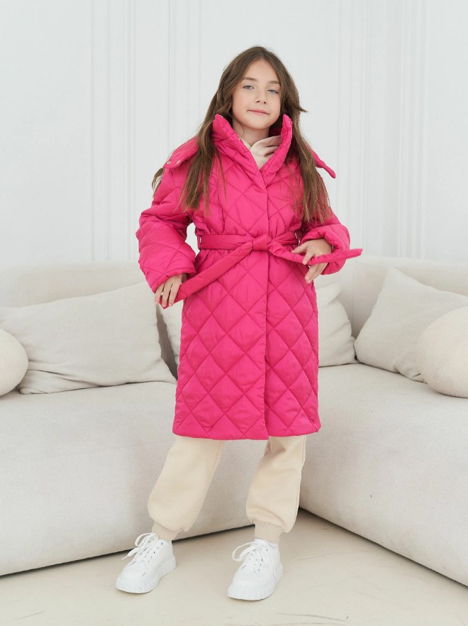 Пальто детское Стильные непоседы 1509, розовый, 128