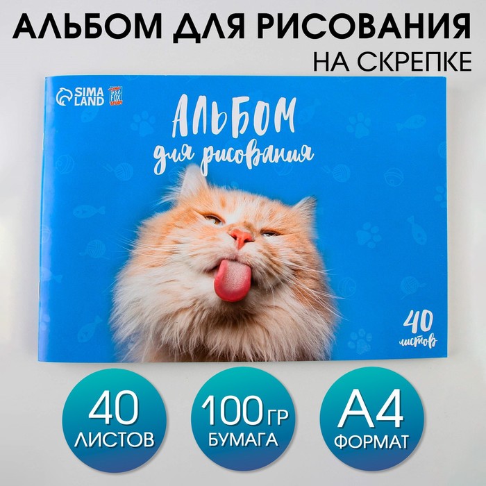 

Альбом для рисования на скрепках А4 40 л Котик бумага 100 г/м2 3шт