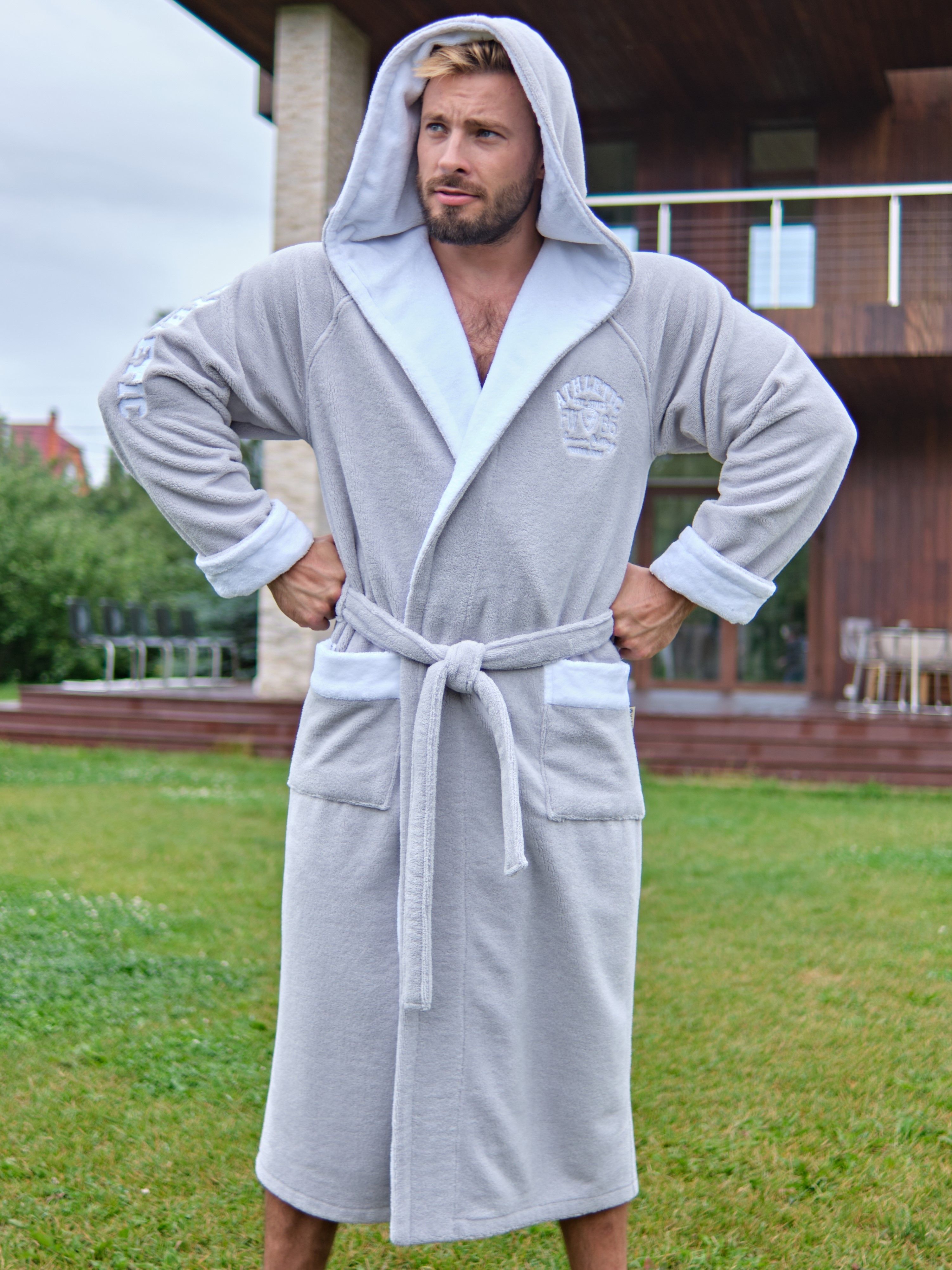 Халат мужской VIEN 1027 серый 3XL