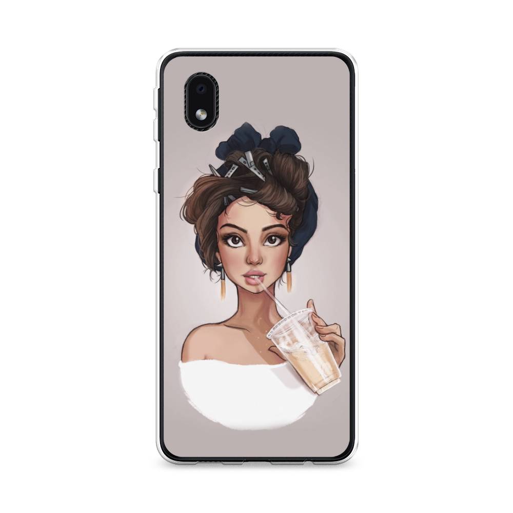 

Чехол на Samsung Galaxy A01 Core "Девушка с фраппе", Серый, 2101250-6