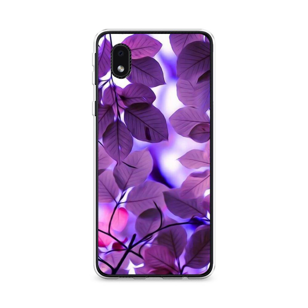 

Чехол на Samsung Galaxy A01 Core "Сиреневые листики", Фиолетовый;голубой, 2101250-2