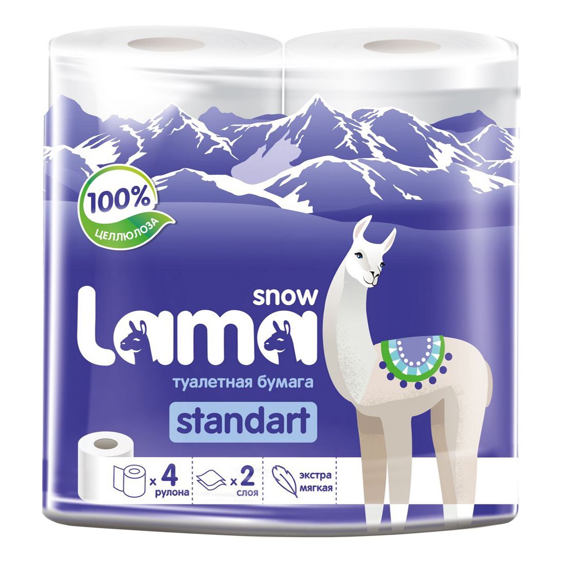 Туалетная бумага Snow Lama 2 слоя 4 рулона