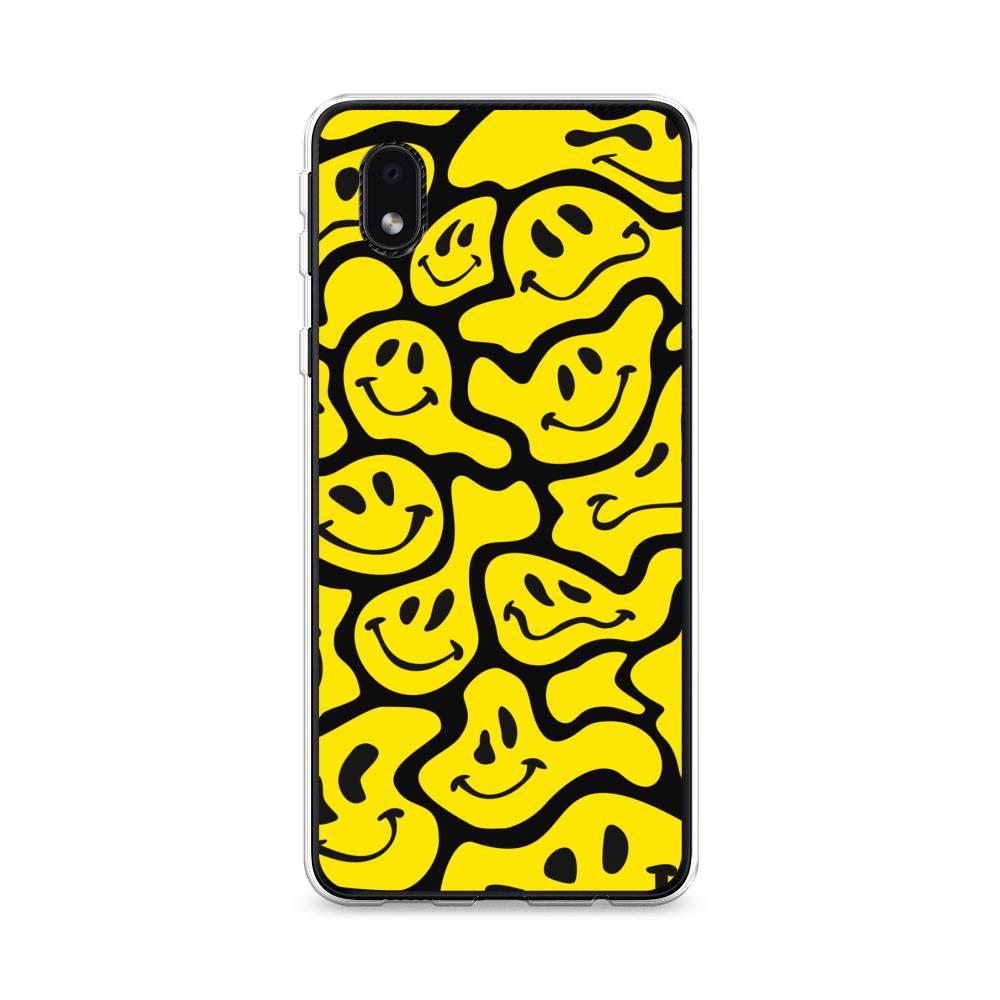 

Чехол на Samsung Galaxy A01 Core "Расплывчатые смайлики желтые", Черный;желтый, 2101250-6