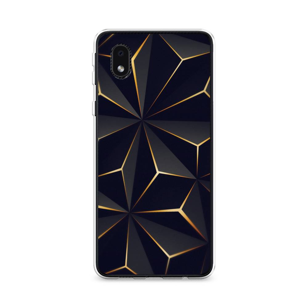 

Чехол на Samsung Galaxy A01 Core "Черные полигоны", Золотистый;черный, 2101250-3
