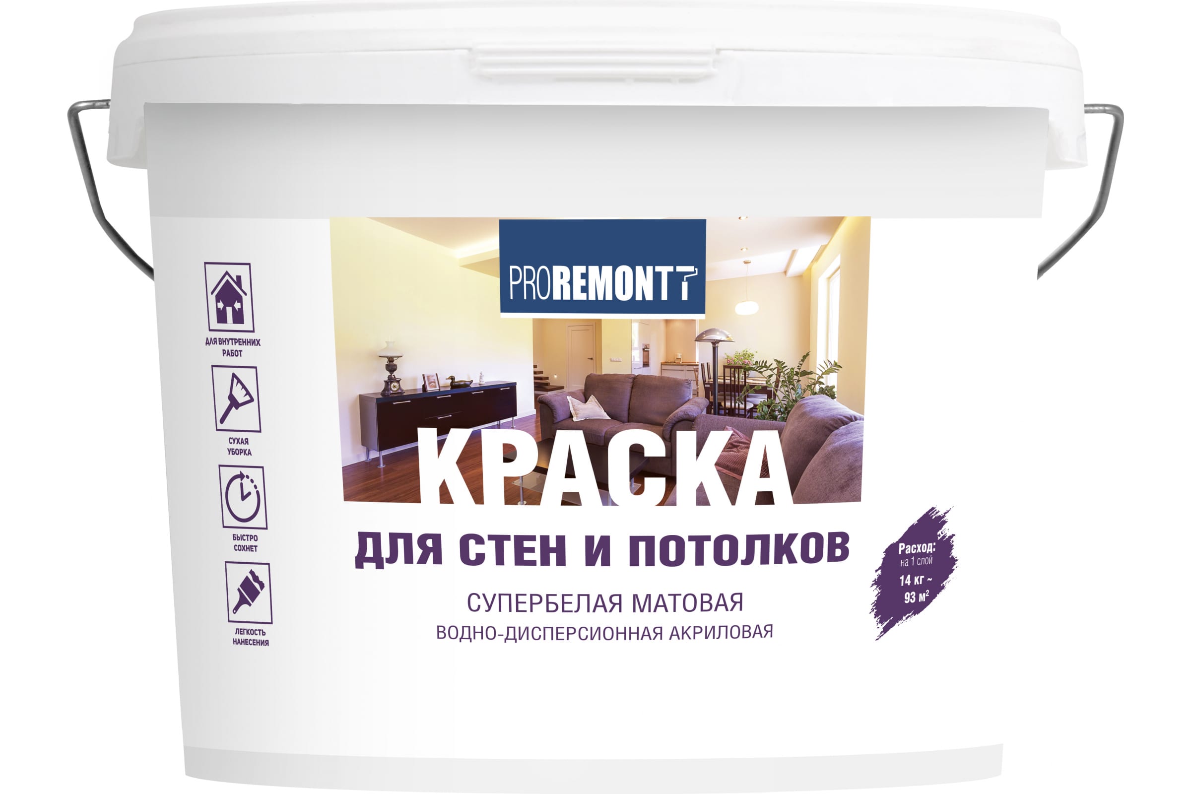

Proremontt Краска для стен и потолков супербелая Л-С 14 кг Лк-00012722