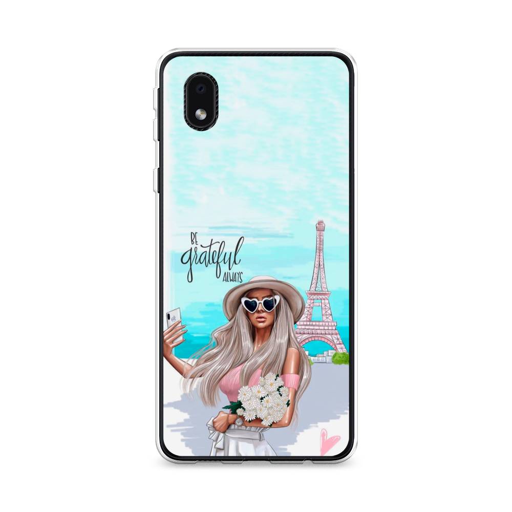 

Чехол на Samsung Galaxy A01 Core "Селфи Париж", Голубой;бежевый, 2101250-6