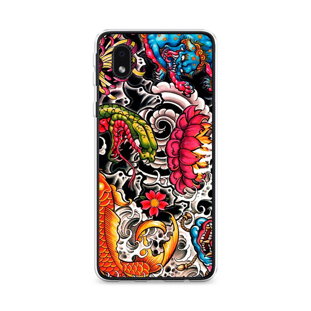 

Чехол на Samsung Galaxy A01 Core "Японское искусство", Красный;оранжевый;голубой, 2101250-4