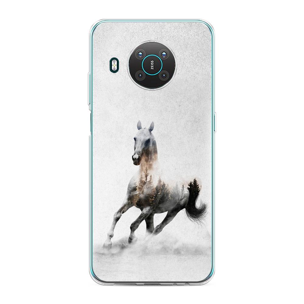 

Чехол Awog на Nokia X10 / Нокиа X10 "Лошадь лес", Серый;черный, 124750-2