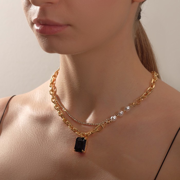 

Колье из бижутерного сплава 54 см Queen Fair 9075237, стразы, 9075237