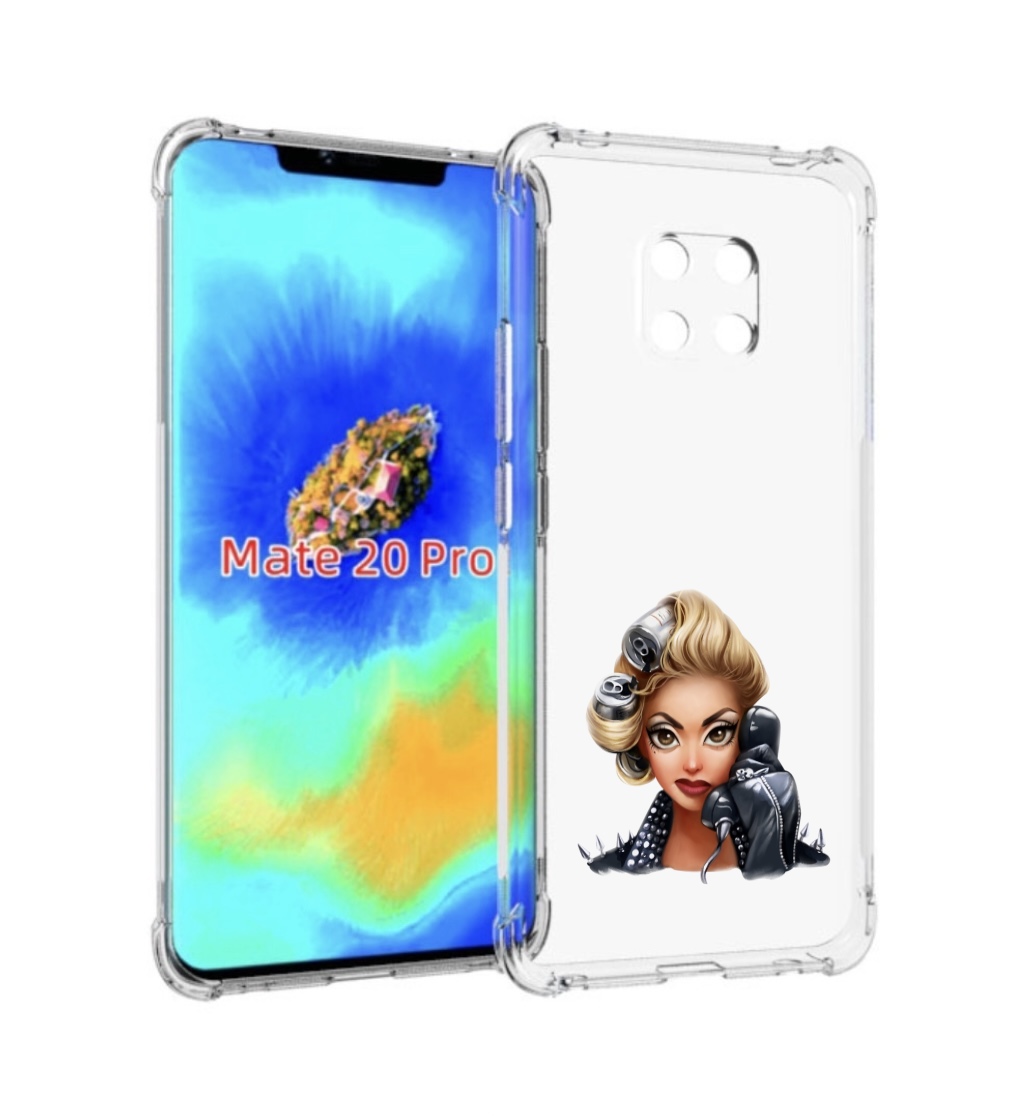 

Чехол MyPads девушка-смайлик-с-телефоном женский для Huawei Mate 20 Pro/Mate 20 RS 6.39, Прозрачный, Tocco