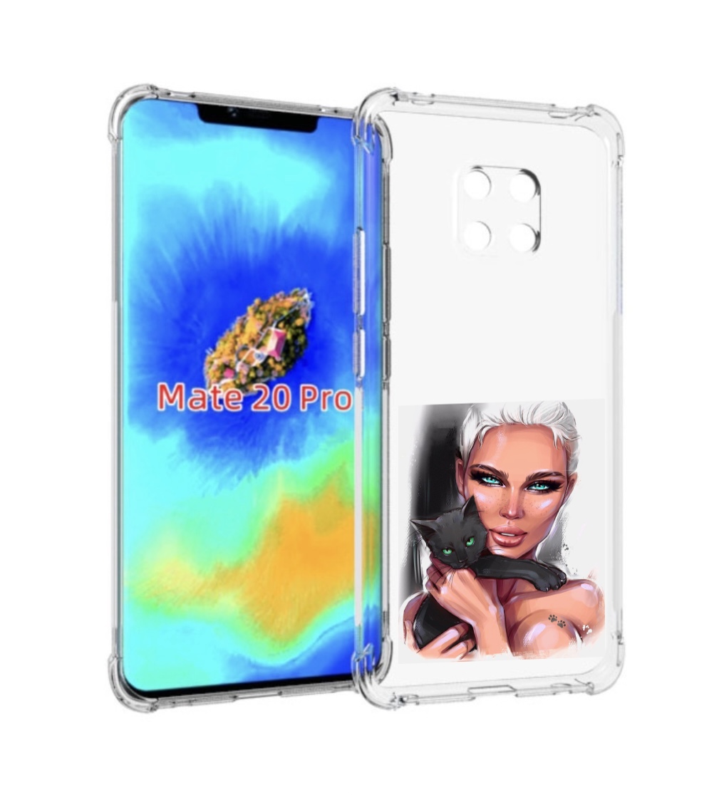 

Чехол MyPads девушка-с-черным-котиком женский для Huawei Mate 20 Pro/Mate 20 RS 6.39, Прозрачный, Tocco