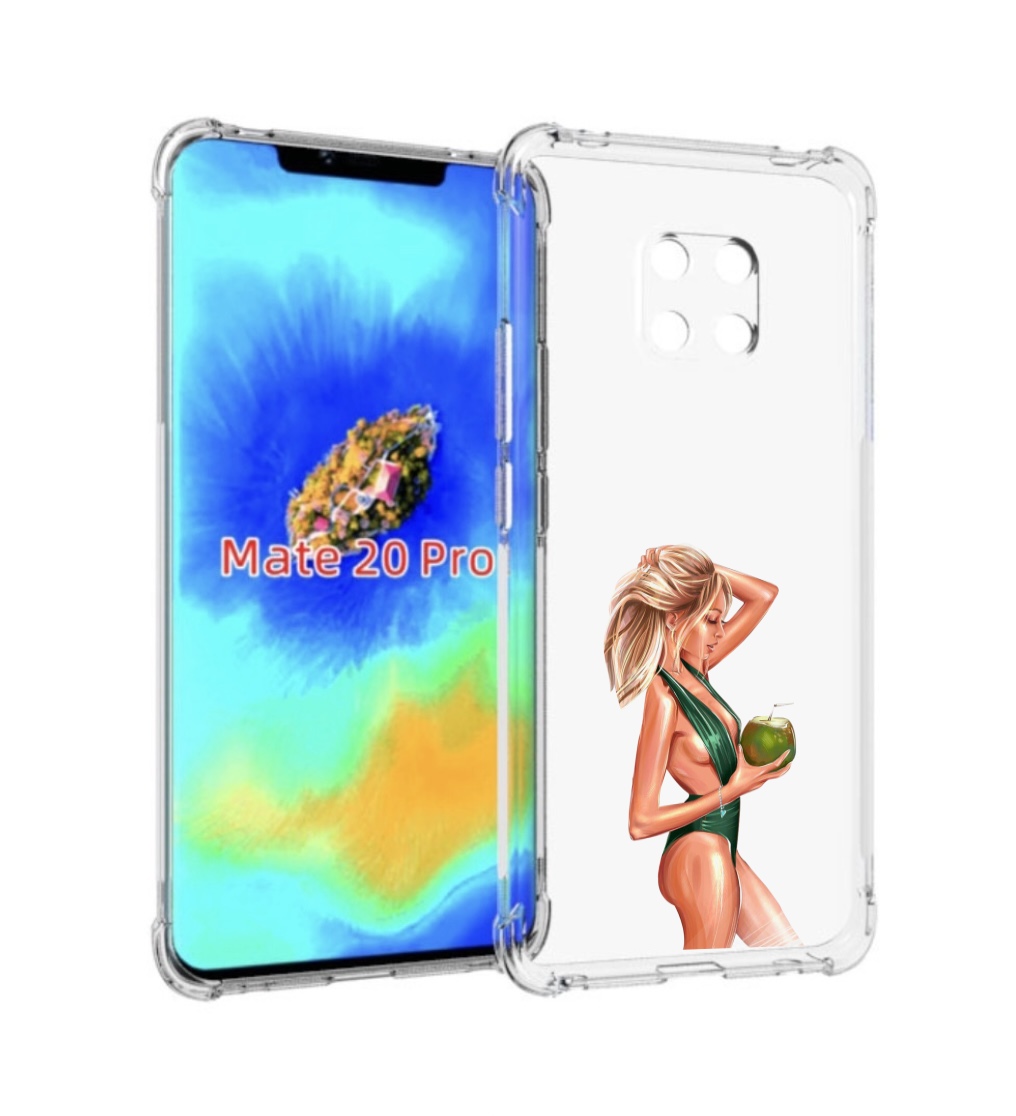 Чехол MyPads девушка-с-кокосом-в-зеленом-купальнике женский для Huawei Mate 20 Pro.