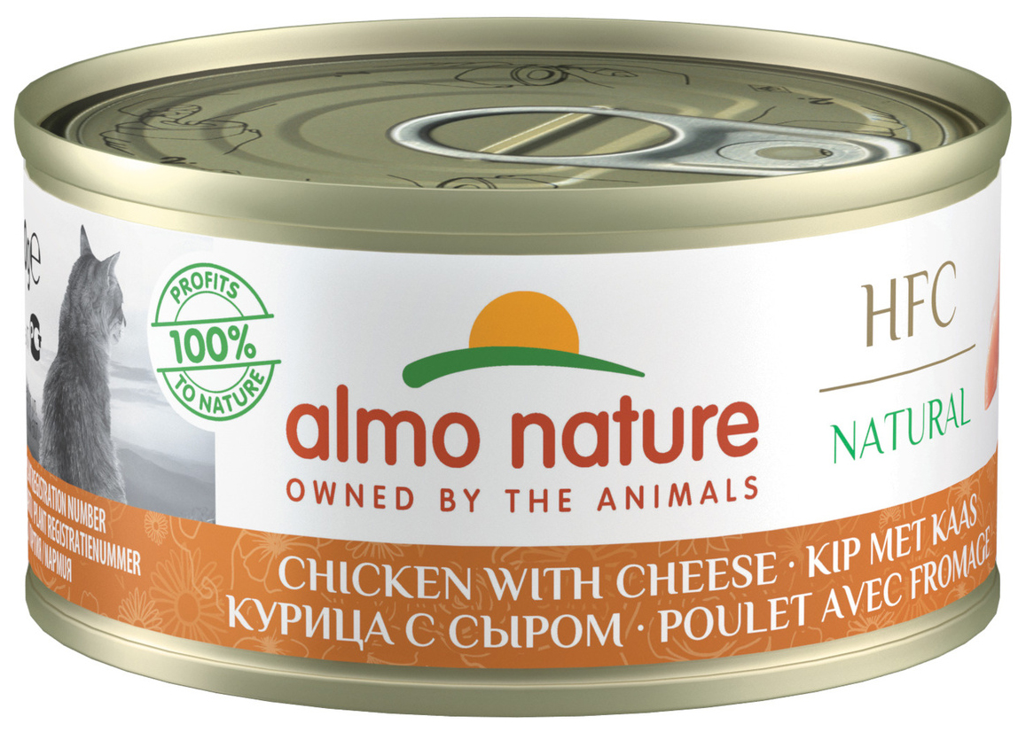 Влажный корм для кошек Almo Nature HFC Natural, с курицей и сыром, 24x70 г