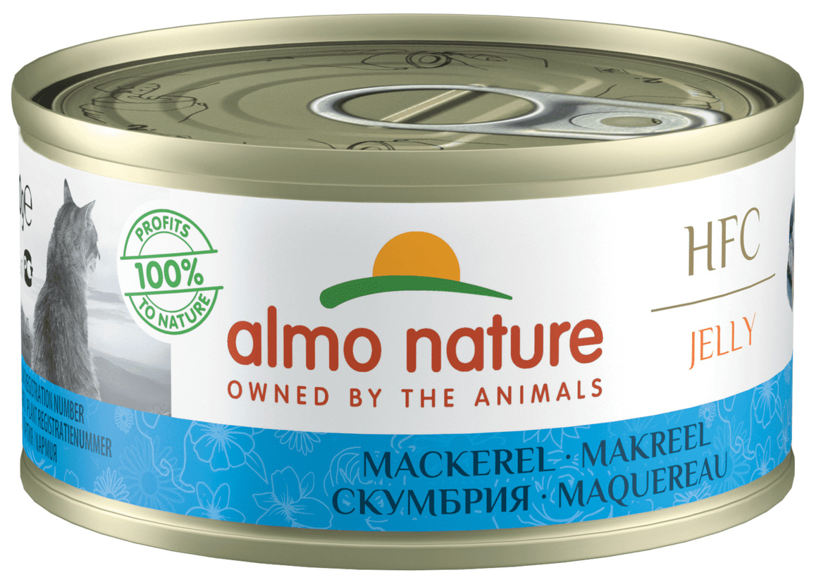 Влажный корм для кошек Almo Nature HFC Jelly, с макрелью, 24x70 г