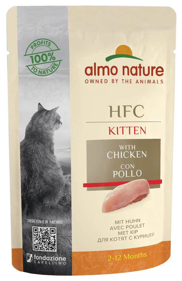 Влажный корм для котят Almo Nature HFC Kitten с курицей 24x55 г 5216₽