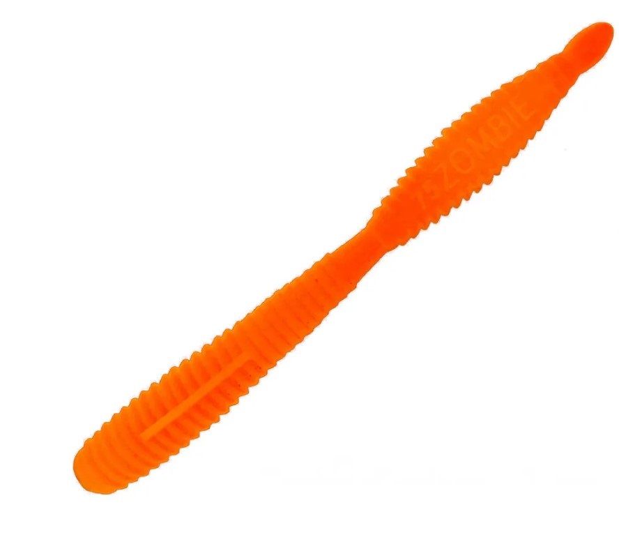 Силиконовая приманка Zombie Z-Worm (Зомби червь) 75 mm, 10шт, сыр, Orange (оранжевый)
