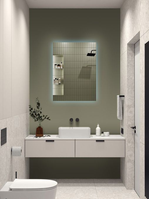 Зеркало для ванной Qwerty 80*60 вертикальное с холодной LED-подсветкой гирлянда роса 2 м 20 диодов голубой