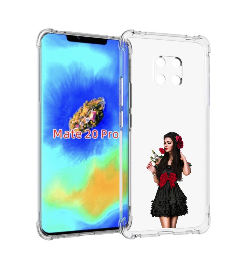

Чехол MyPads девушка-в-черном-платье-с-розой женский для Huawei Mate 20 Pro., Прозрачный, Tocco
