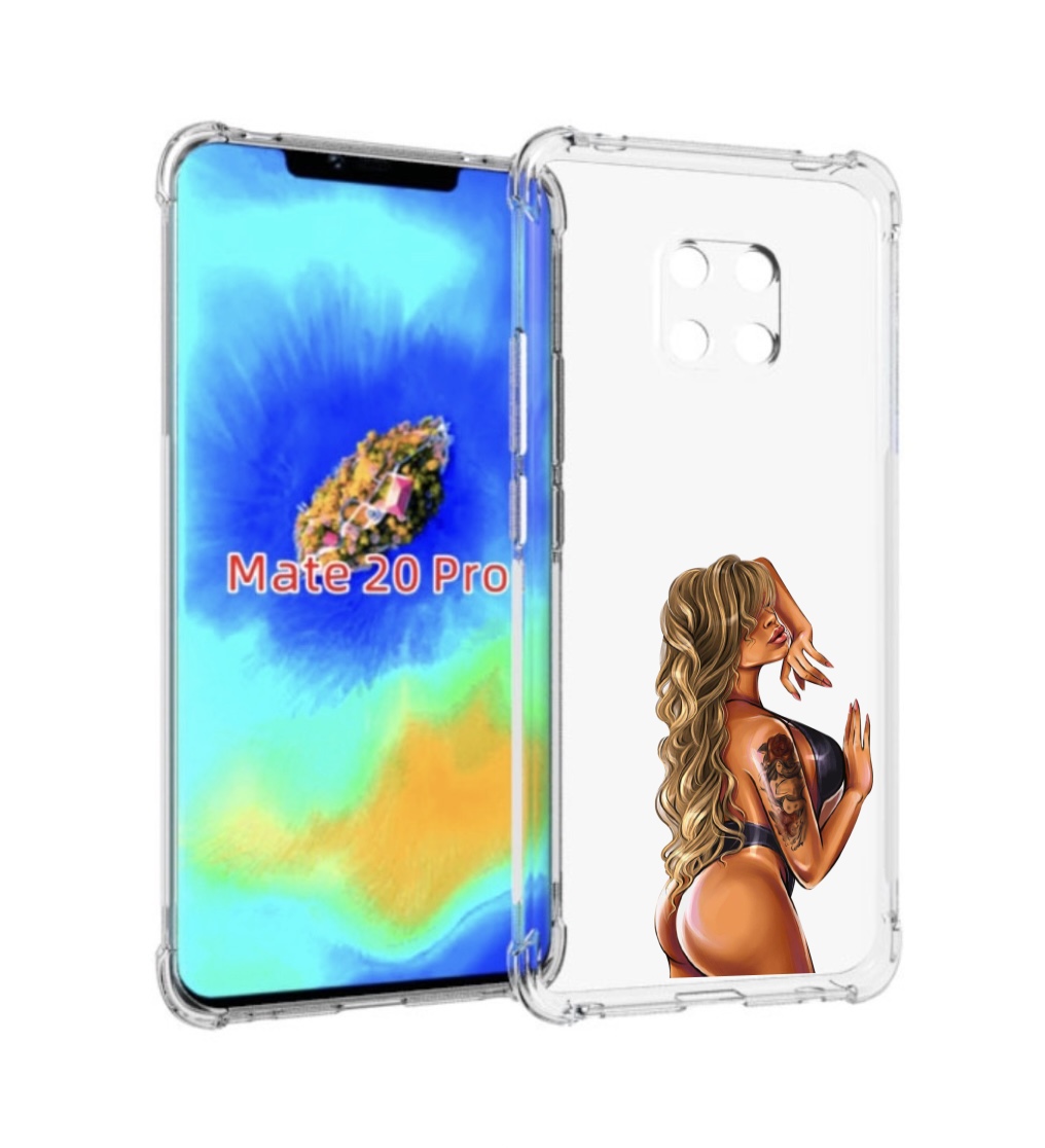 

Чехол MyPads девушка-в-черном-кожаном-купальнике женский для Huawei Mate 20 Pro., Прозрачный, Tocco