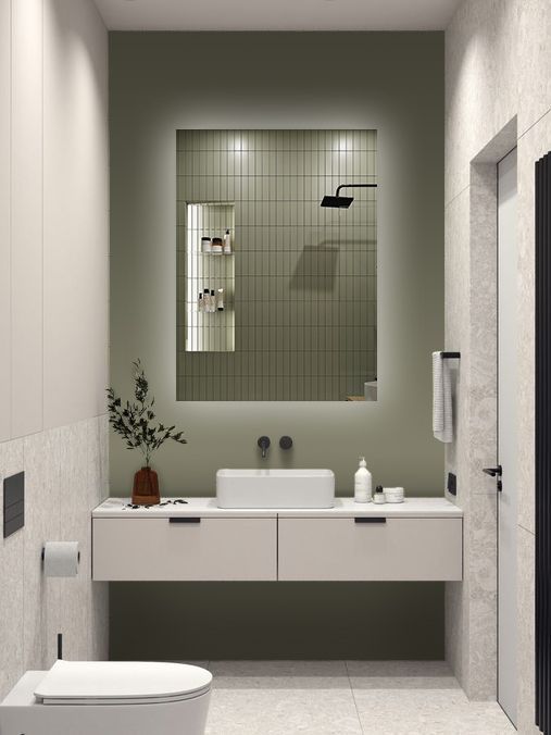 Зеркало для ванной Qwerty 120*100 вертикальное с нейтральной LED-подсветкой зеркало настенное kz 13 косметическое подсветка 14 диодов 3хааа вращение на 360 7090420