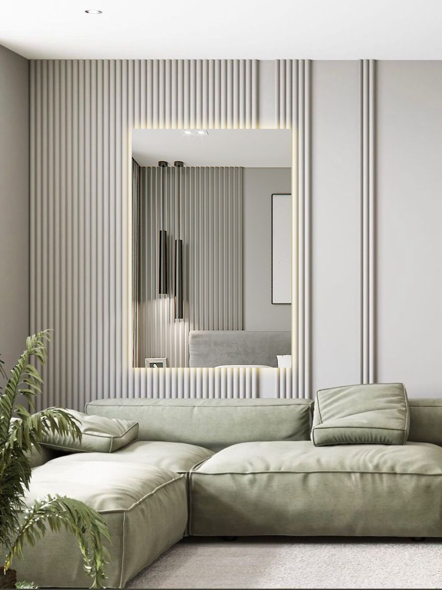Зеркало для ванной Qwerty 120*100 вертикальное с тёплой LED-подсветкой декор с подсветкой