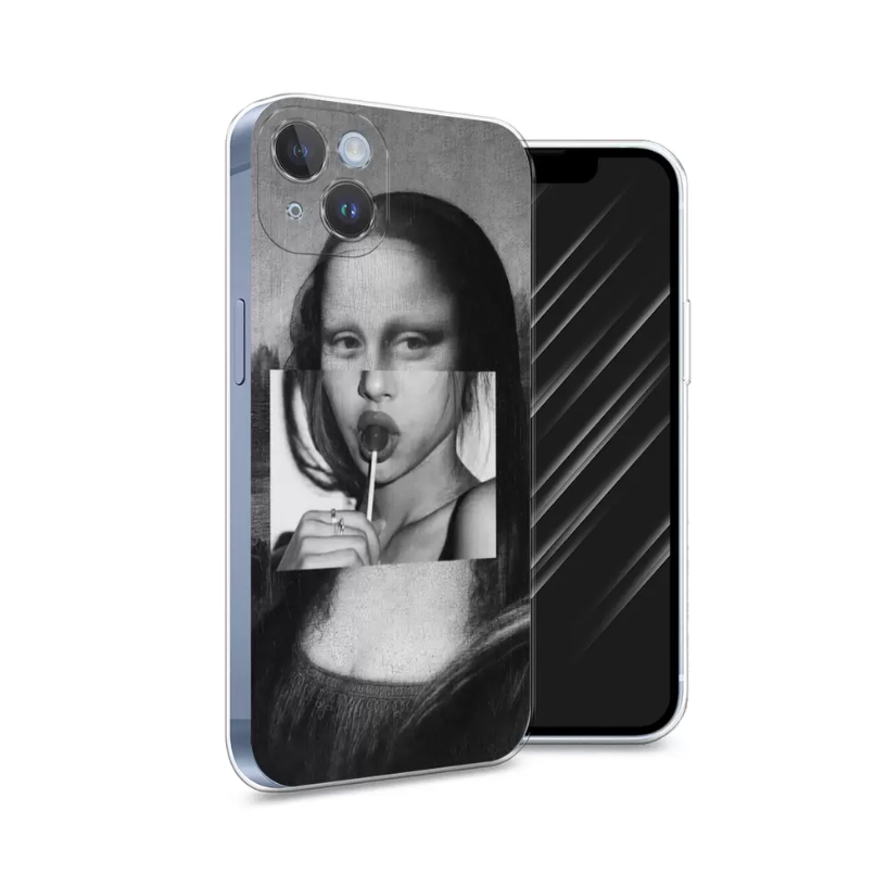 

Чехол Awog на Apple iPhone 14 Pro Max / Айфон 14 Pro Max "Mona Lisa sucking lollipop", Разноцветный, 15050-9