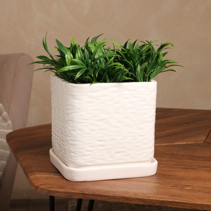 

Горшок для цветов "Квадрат", белый, керамика, 3 л, 1 сорт, Иран, Горшки для цветов Лофт