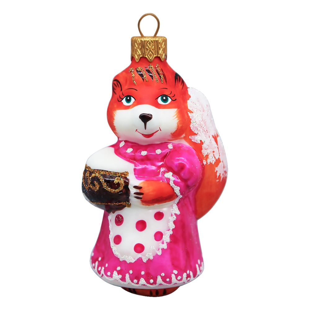 

Елочная игрушка Коломеев Лисичка розовая 11 см
