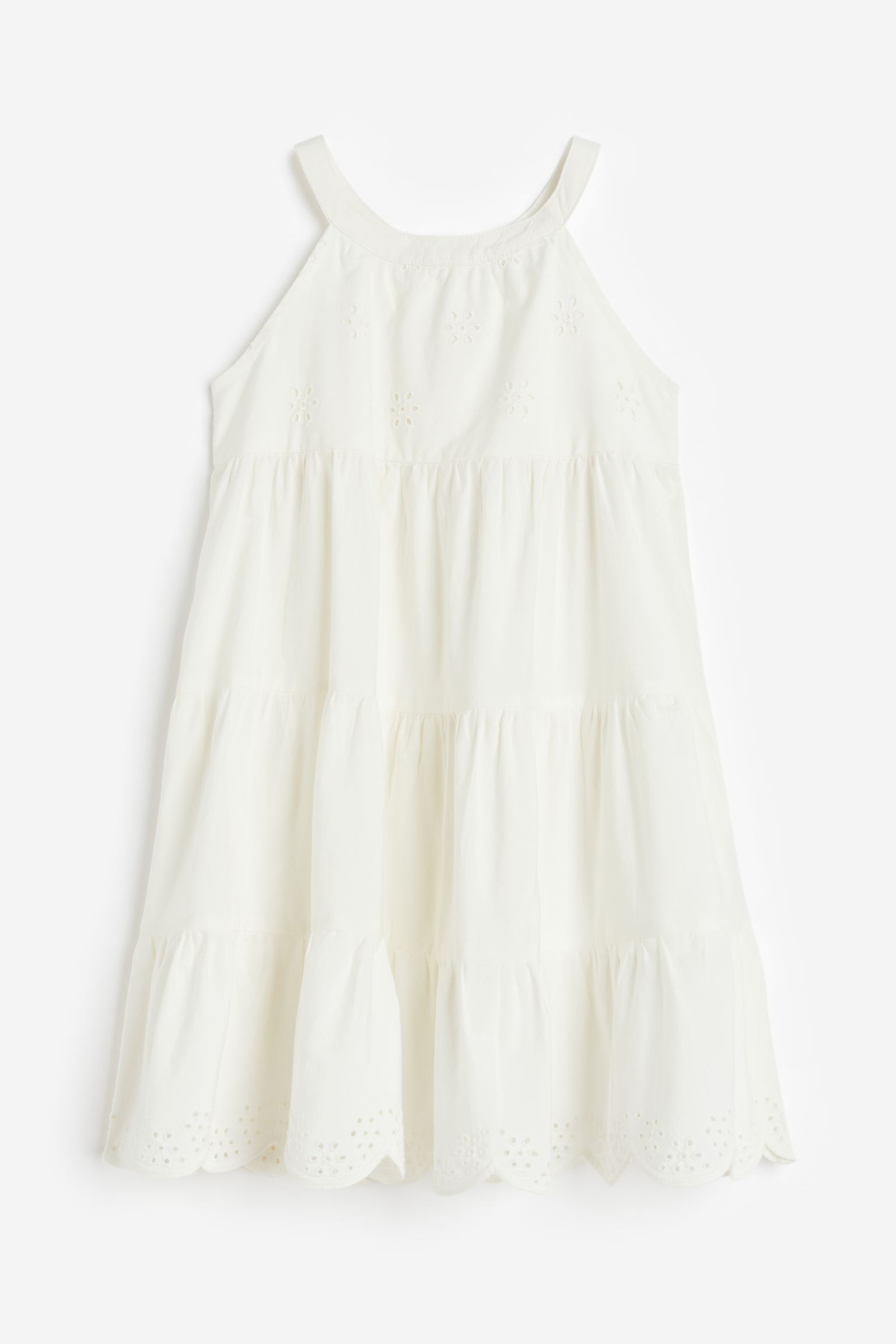 Платье на бретелях с вышивкой бродери англез H&M 128 Белый (доставка из-за рубежа)