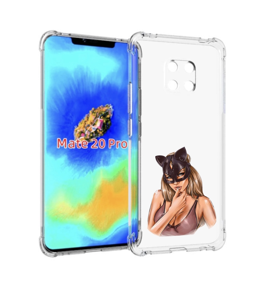 Чехол MyPads девушка-в-купальнике-с-маской-кошки женский для Huawei Mate 20 Pro.