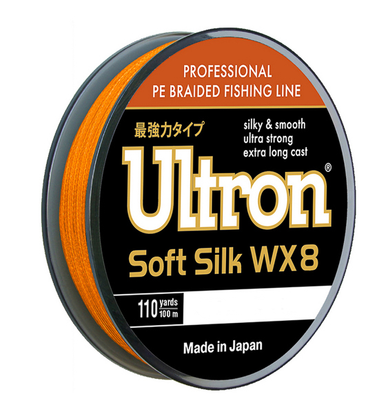 Плетеный шнур ULTRON WX8 Soft Silk 0.27 мм, 26,0 кг, 100м, оранжевый