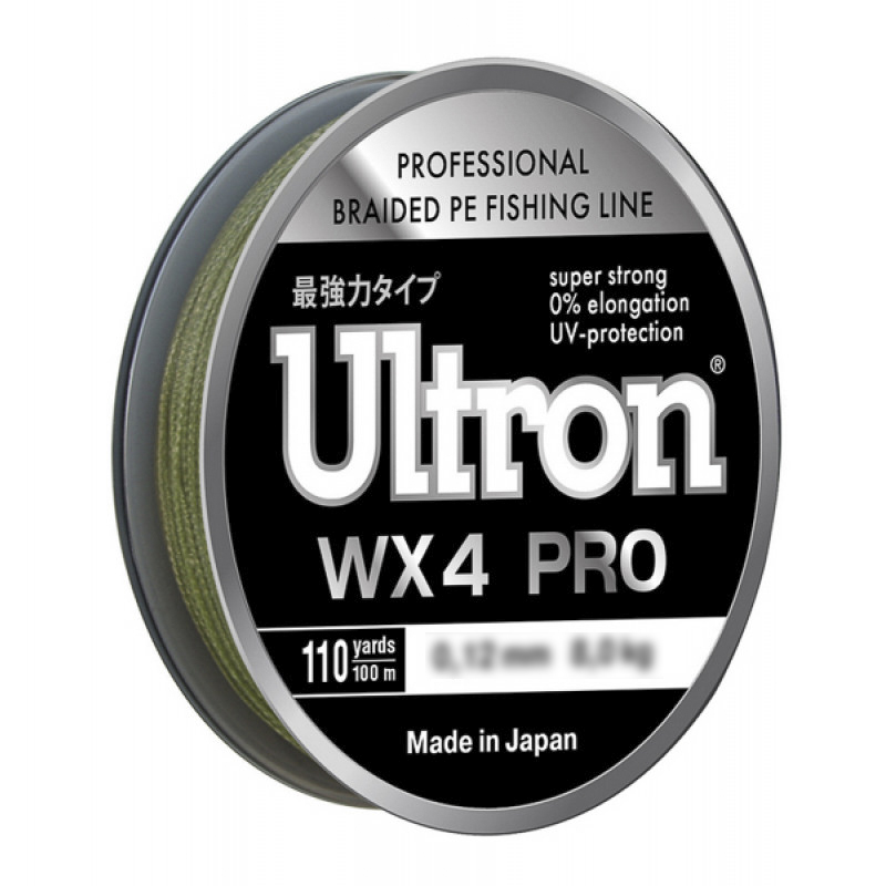 Плетеный шнур ULTRON WX4 Pro 0.17 мм, 11,0 кг, 100м, хаки