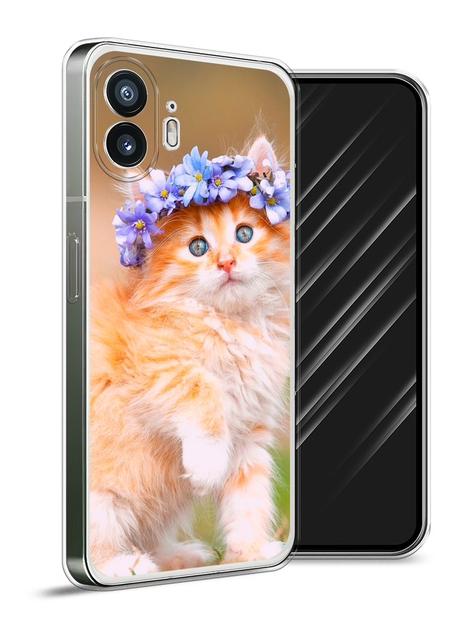 

Чехол Awog на Nothing Phone (2) "Рыжий кот в венке", Коричневый;синий, 3300250-1