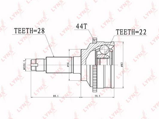 

ШРУС наруж.KIA SPECTRA 1.5 (ABS) 00=>, MAZDA XEDOS/626 1.8 97-99