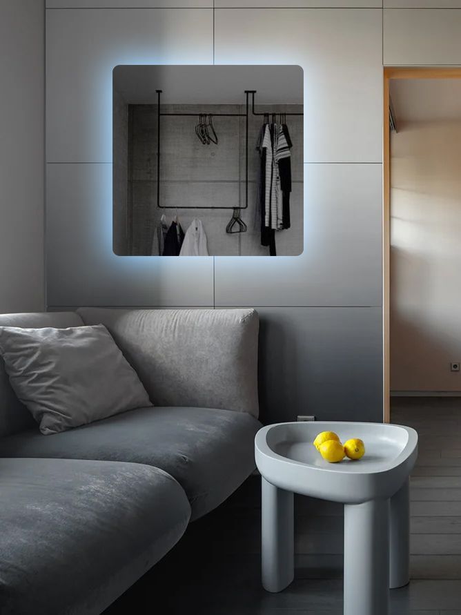 Зеркало для ванной Prisma 60*60 квадратное с холодной LED-подсветкой постер зеркальное море 40x50 см 2 шт