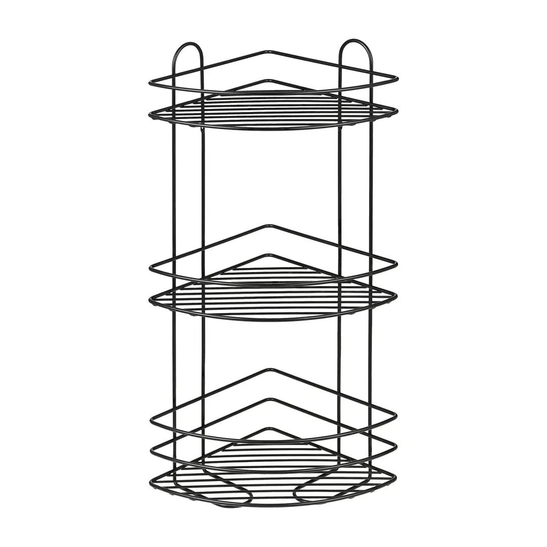 Полка для ванной ЧМЗ Лидер 501-006-11 угловая трехъярусная 225х58 см цвет черный матовый 4656₽