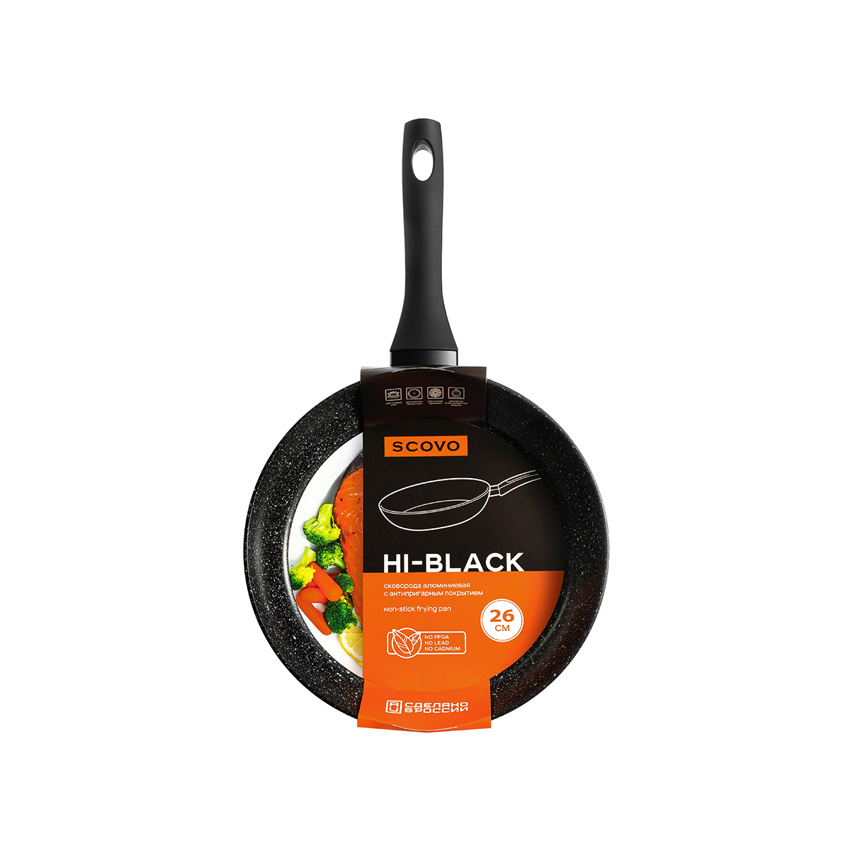 

Сковорода Scovo Hi-Black, с антипригарным покрытием, 26 см, Черный