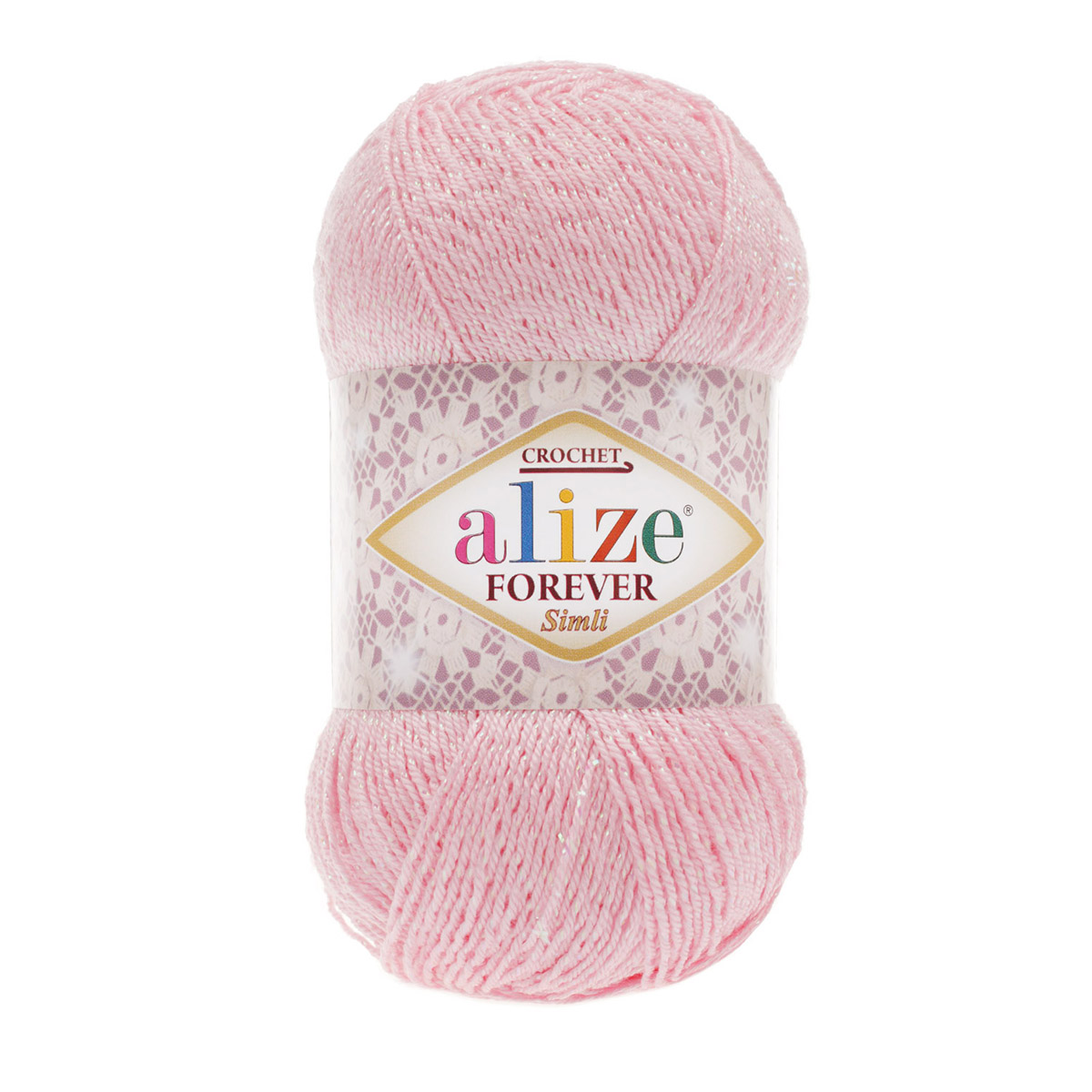 

Пряжа ALIZE 'Forever crochet simli', 50 г, 280 м (металик) 185 пастельно-розовый, 5 мотков